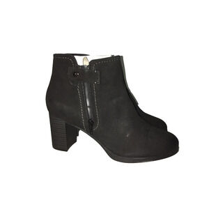 NEW CLARKS BAYLA GLOW BLACK NUBUCK LEATHER WOMEN'S‎ SIZE 8W BOOTS